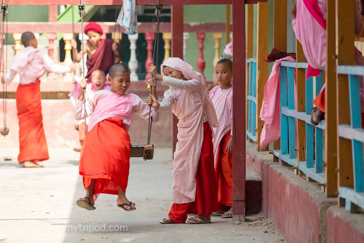 Young students play at the Aung Myae Oo Monastic Free Education School in Sagaing, Myanmar
