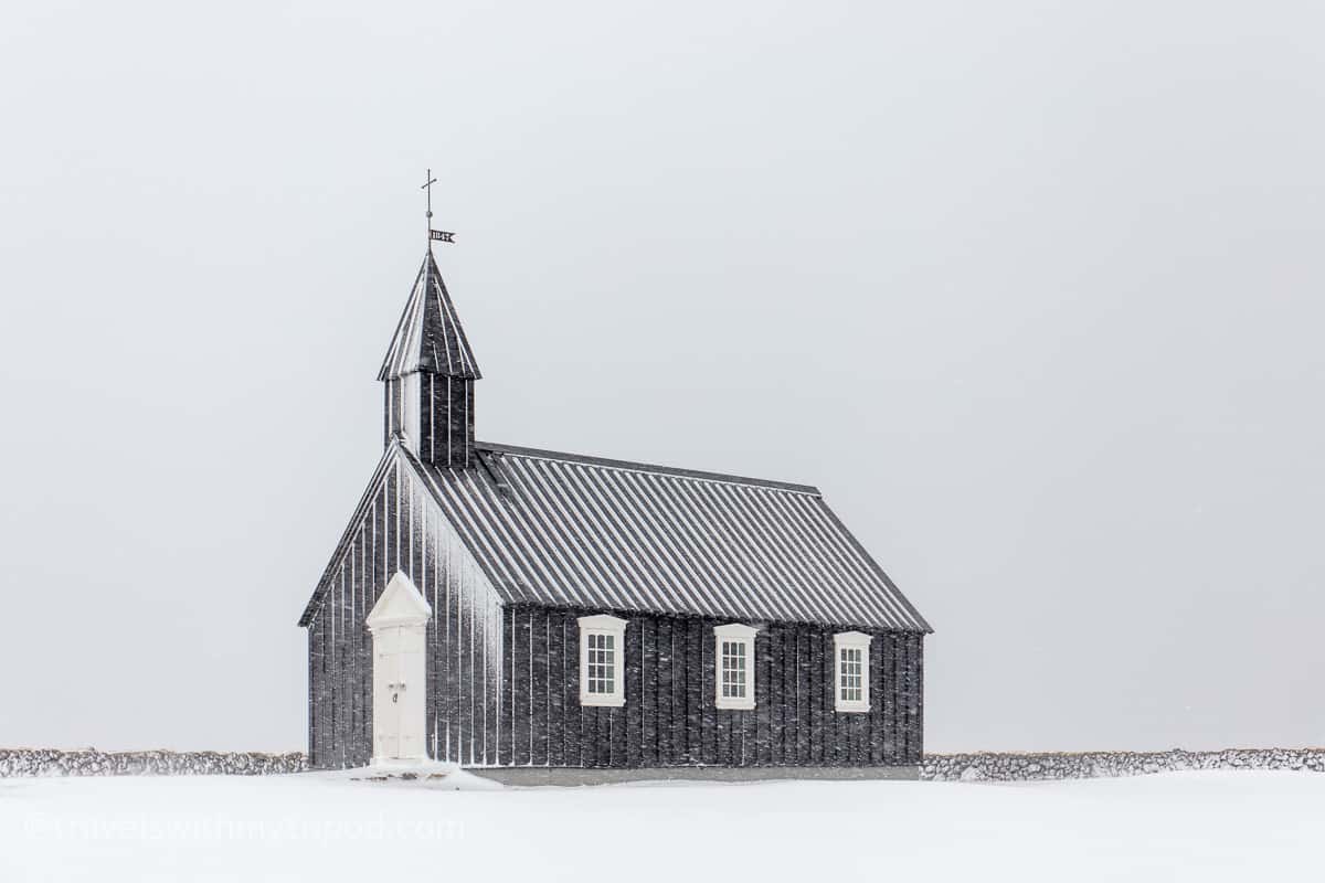 Black Church of Budir in the Snow