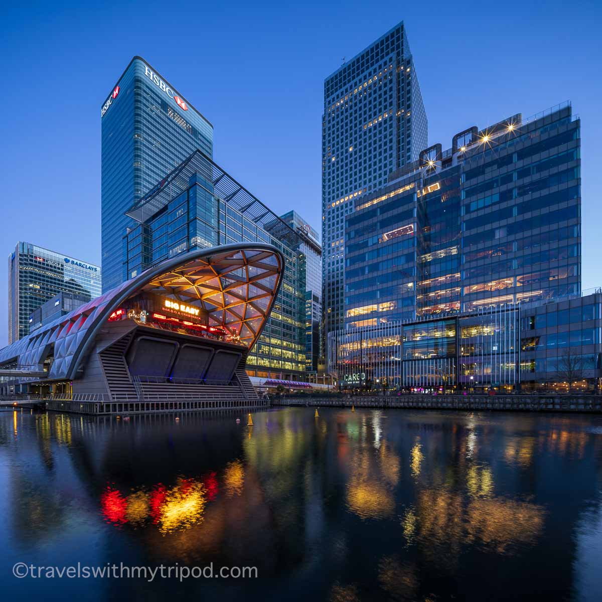 Canary Wharf during blue hour