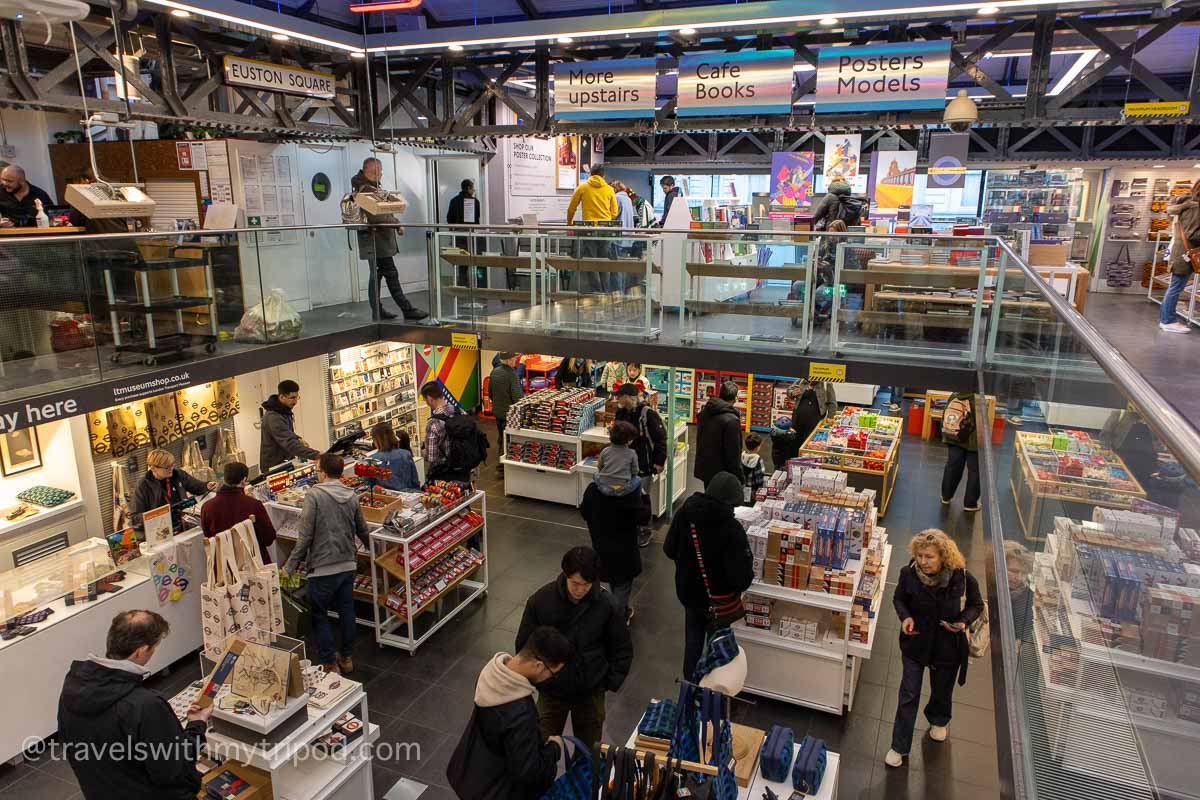 A large gift shop sells a wide range of London Transport themed souvenirs