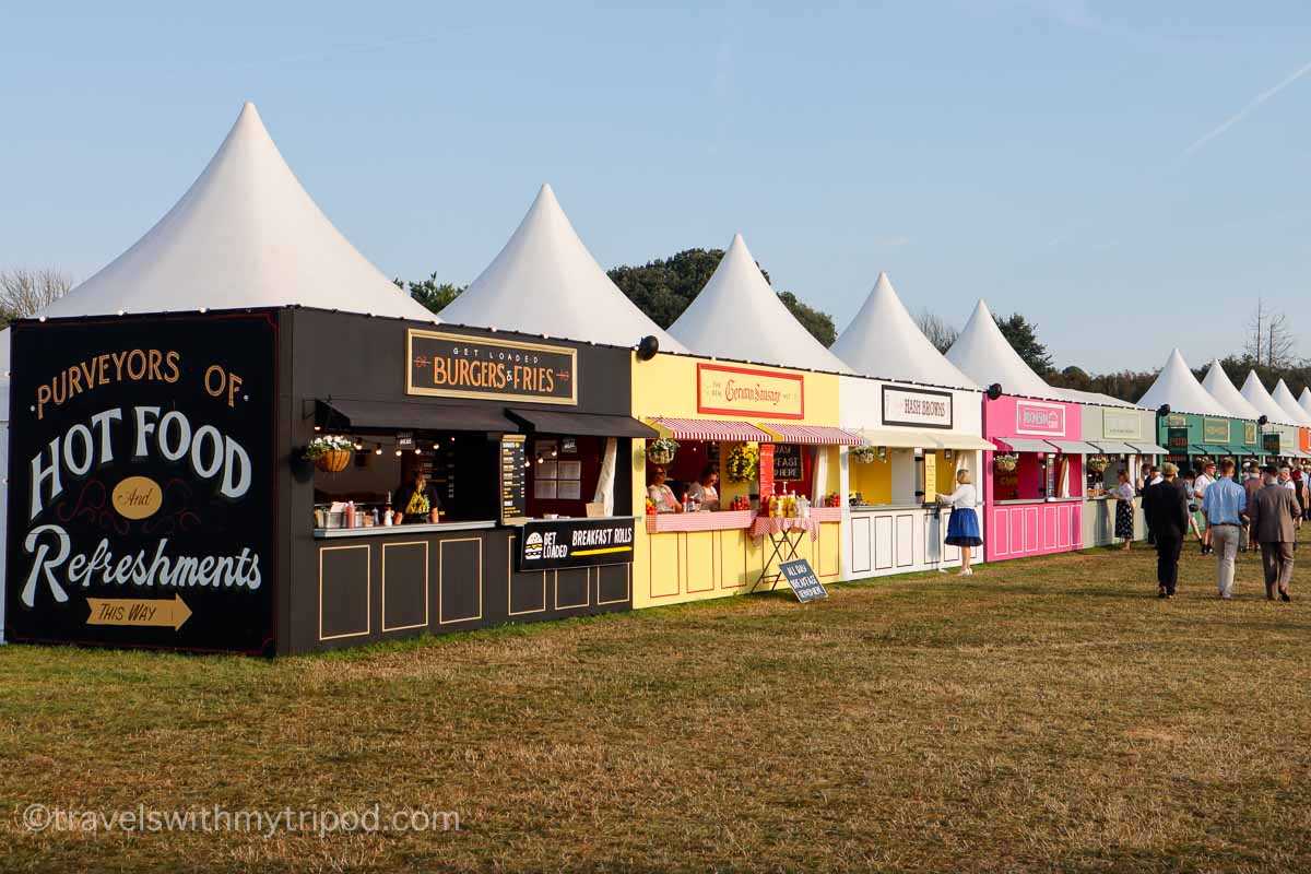 Food stalls Over the Road at Goodwood Revival