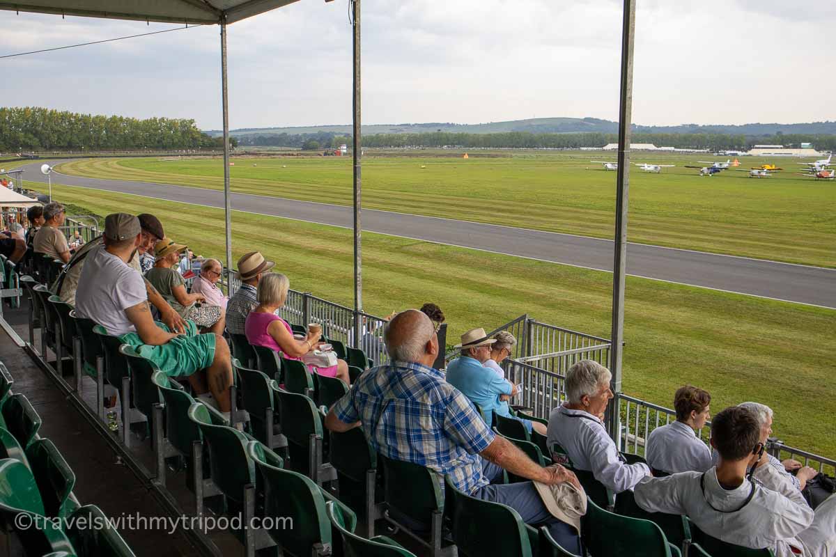 Grandstands are quieter further round the circuit at Goodwood Revival