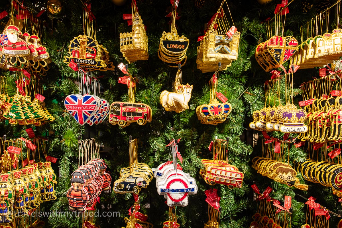 London Christmas decorations for sale at Christmas by the River