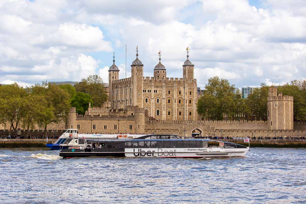 River boat passing the Tower of London