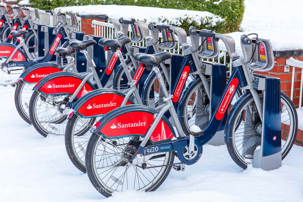 Santander Hire Bikes at Christmas