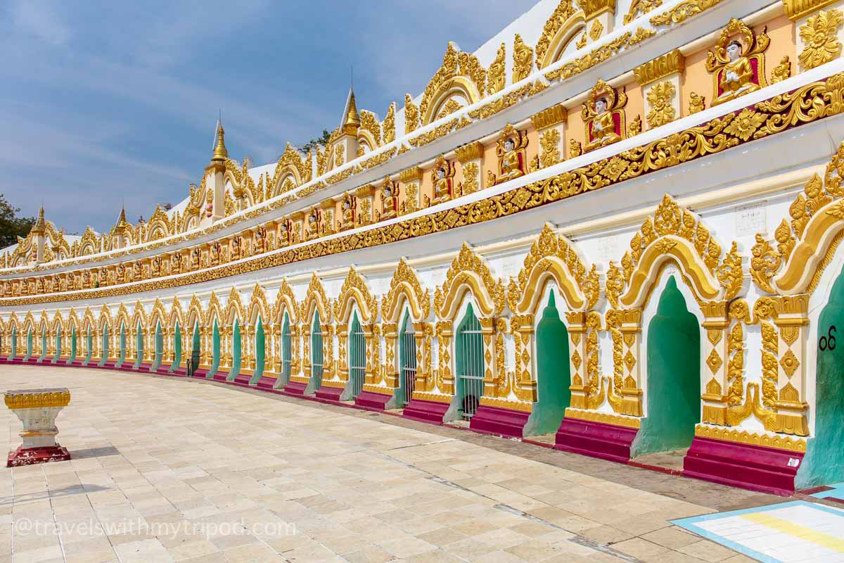 The exterior of Umin Thoneze Pagoda in Sagaing, Myanmar