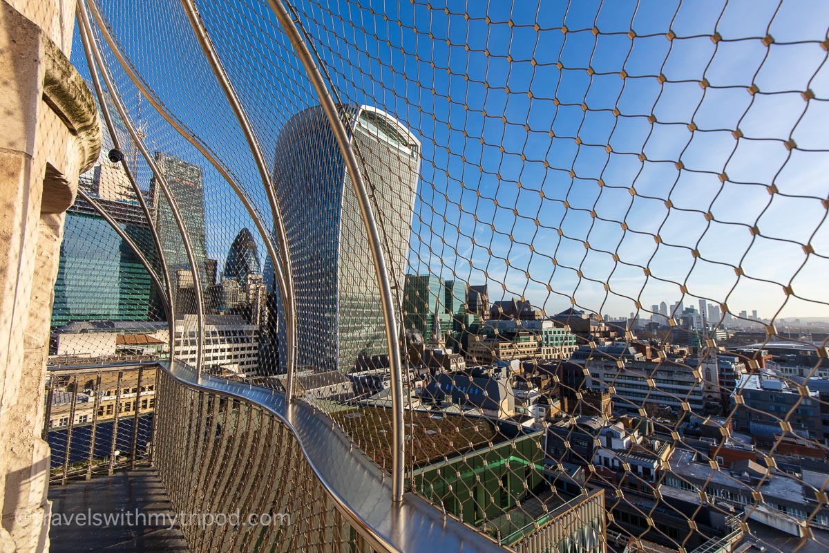 Views across the City and Canary Wharf from The Monument in London